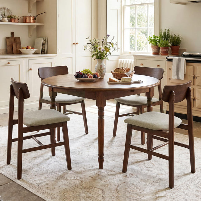Dreamade Solid Rubber Wood Dining Room Chairs with Curved Backrest