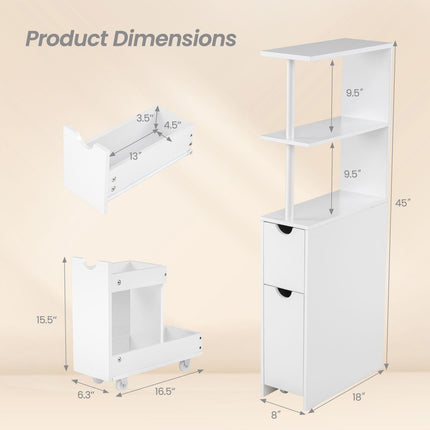 Dreamade Slim Storage Cabinet Narrow Freestanding Bathroom Organizer