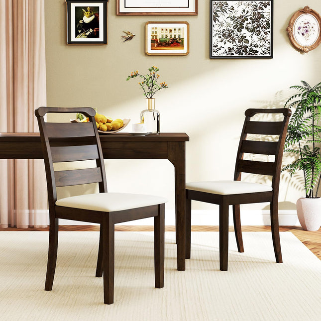 Dreamade Wooden Dining Chairs Set of 2/4, Upholstered Kitchen Chairs w/Rubber Wood Frame, Padded Seat