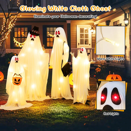 Dreamade Halloween Light Up Family Ghosts, 4 PCS LED Glowing Halloween Ghosts