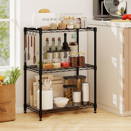 Dreamade Storage Shelves Adjustable Wire Shelf Rack w/4 Removable Hooks