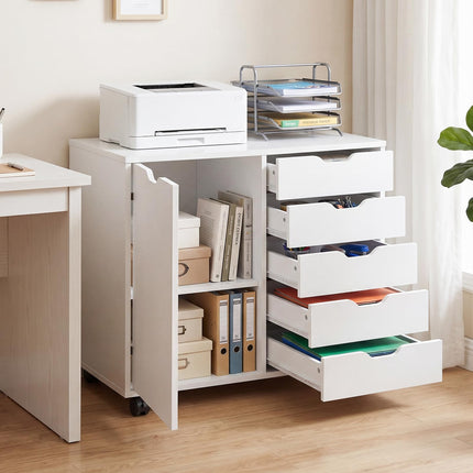 Dreamade 5 Drawer Storage Cabinet on Wheels with Adjustable Shelf