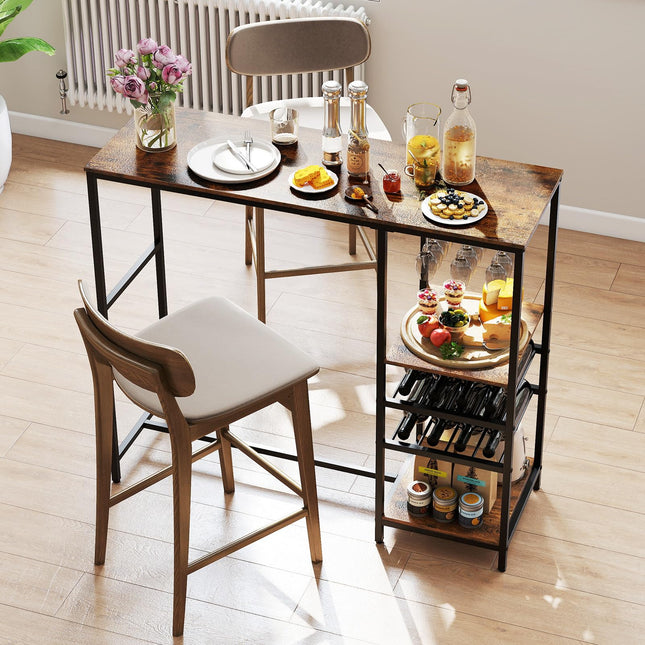 Dreamade 48" Bar Table with Storage Shelves for Kitchen Living Room Dinette