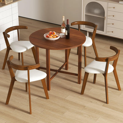 Dreamade 35.5” Round Dining Table, Folding Kitchen Table for Small Spaces