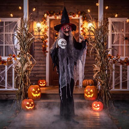 DREAMADE 6.3 FT Animatronic Halloween Life-Size Talking Witch Decor