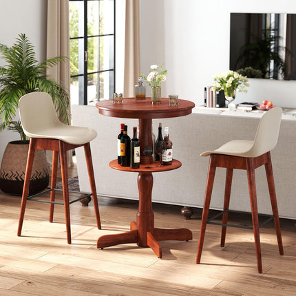 Dreamade 2 Tier Tall Round Dining Table with Pedestal Base