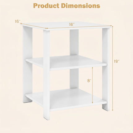 Dreamade 16" Square 3-Tier Wooden Sofa Couch End Table with Open Storage Shelves (1/2)