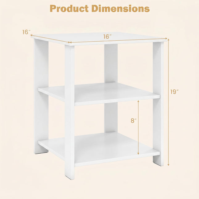 Dreamade 16" Square 3-Tier Wooden Sofa Couch End Table with Open Storage Shelves (1/2)