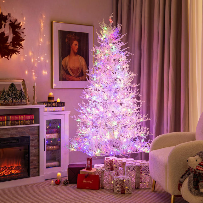 Dreamade 6ft Pre-Lit Artificial Christmas Tree with 300 Multi-Color & Warm-White Fairy LED Lights