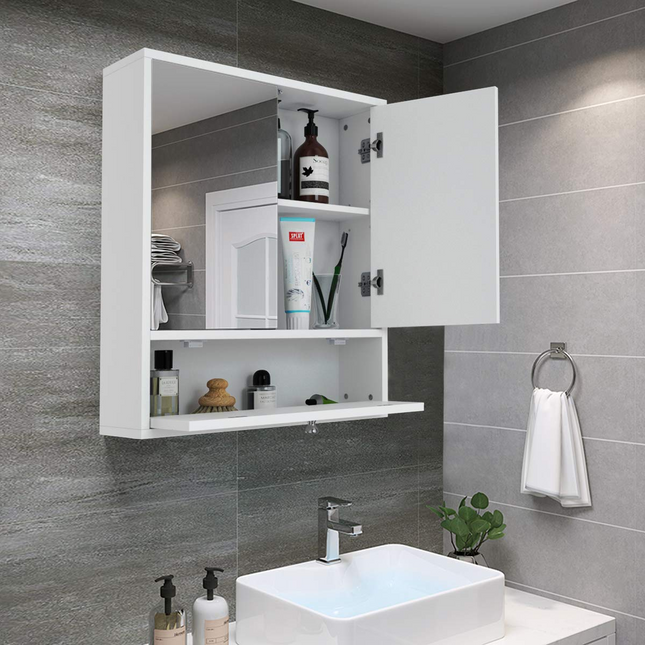 Dreamade Bathroom Cabinet Wall Mounted Mirrored Storage Organizer