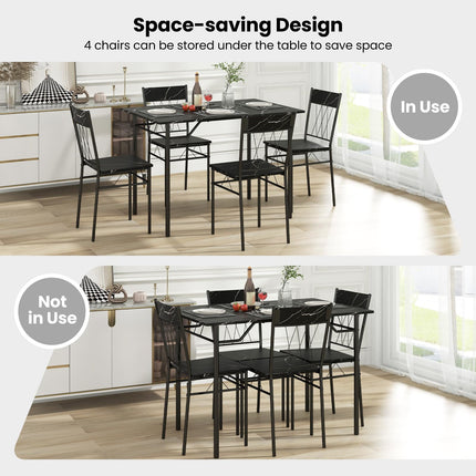 Dreamade Dining Table Set for 4, 5-Piece Breakfast Nook with Kitchen Table, 4 Dining Chairs