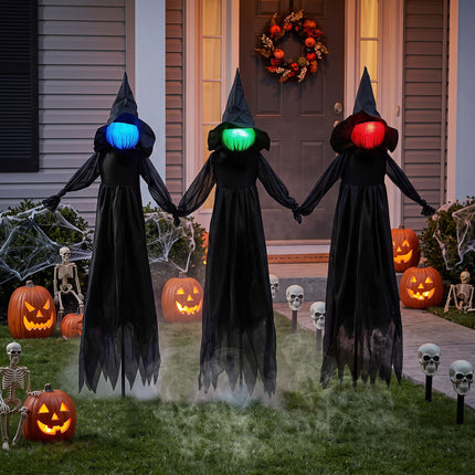 DREAMADE 4.3 ft 3 Pack Halloween Light Up Witches