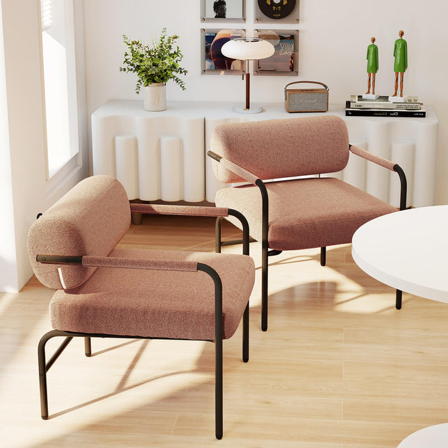 Dreamade Velvet Upholstered Living Room Chair with Thickened Backrest & Metal Armrests