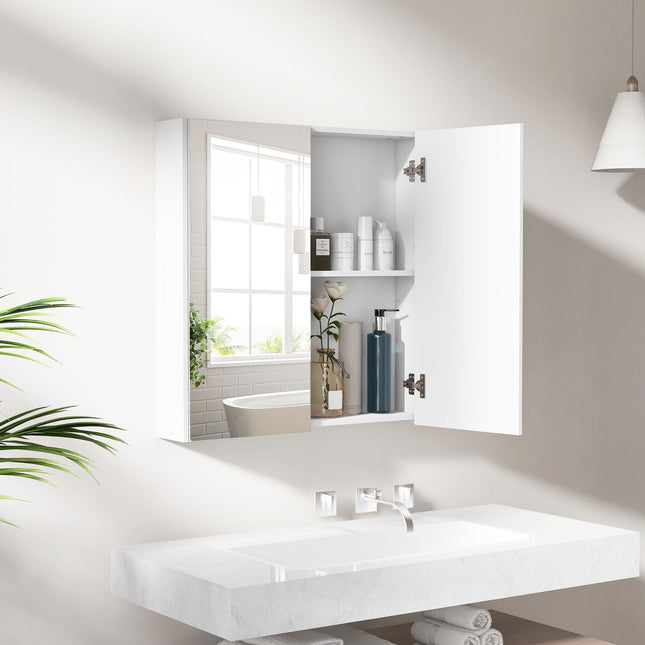 Dreamade Medicine Cabinet, 24.5" x 25.5" Bathroom Wall Cabinet with 2 Mirror Door