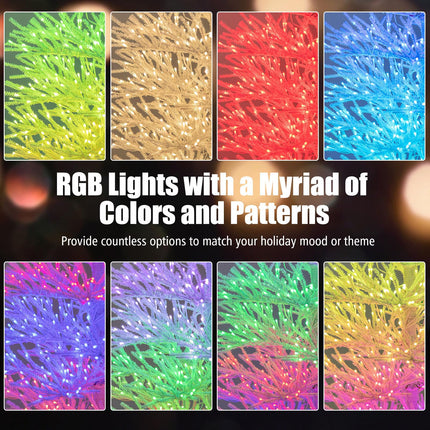 Dreamade 7ft Pre-Lit Artificial Christmas Tree with 923 Multicolored LED RGB Lights