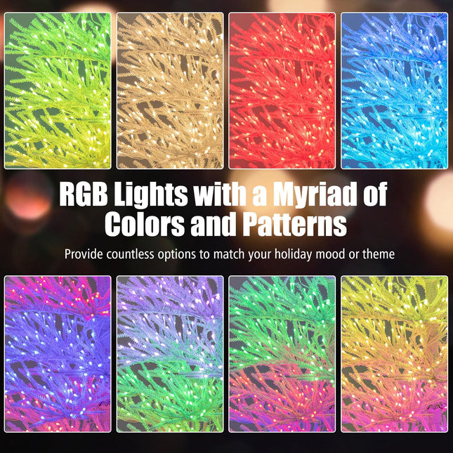 Dreamade 7ft Pre-Lit Artificial Christmas Tree with 923 Multicolored LED RGB Lights