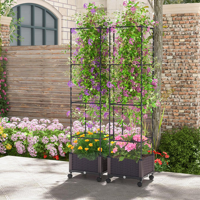 Dreamade Raised Garden Bed with Tomato Cages, 67” Adjustable Height