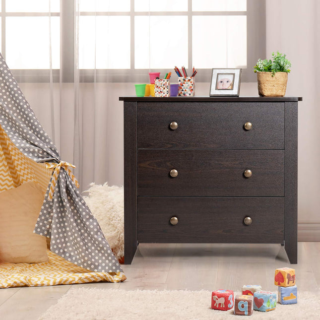 Dreamade Modern Simple Dresser 3-Drawers Chest with Solid Curved Legs