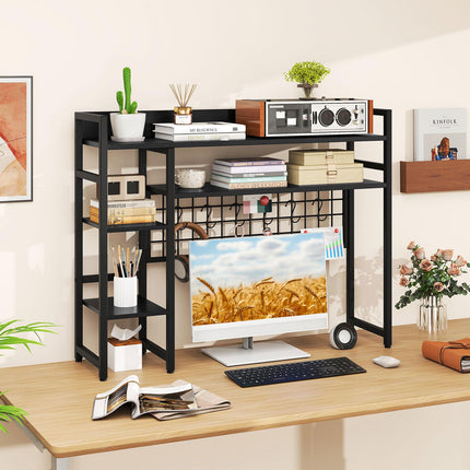 Dreamade Desktop Bookshelf 37" Desk Shelf for Up to 32" Computer Monitors