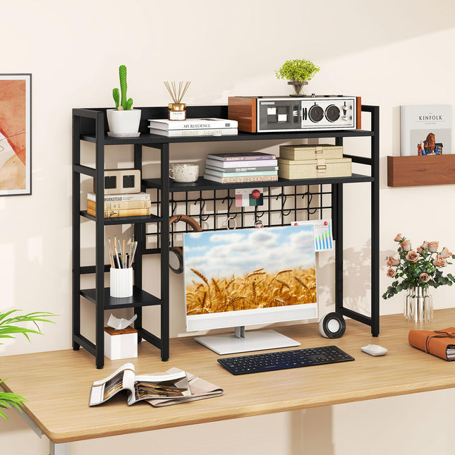 Dreamade Desktop Bookshelf 37" Desk Shelf for Up to 32" Computer Monitors