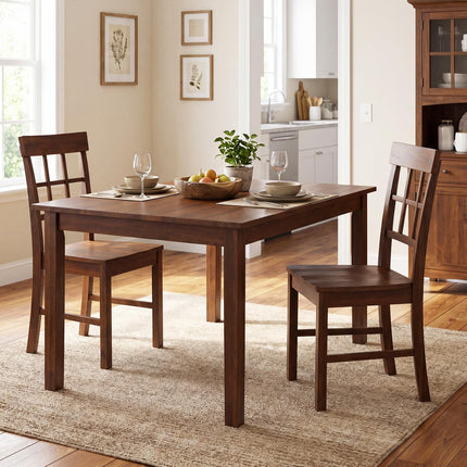 Dreamade Armless Wooden Dining Chairs Set of 2/4 with Solid Rubber Wood Frame