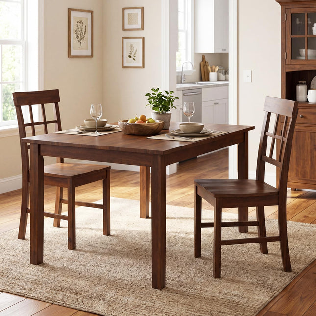 Dreamade Armless Wooden Dining Chairs Set of 2/4 with Solid Rubber Wood Frame