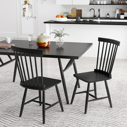 Dreamade Windsor Dining Chairs Set of 2/4 Black, w/Wide Seat & Spindle Back, Max Load 400 Lbs