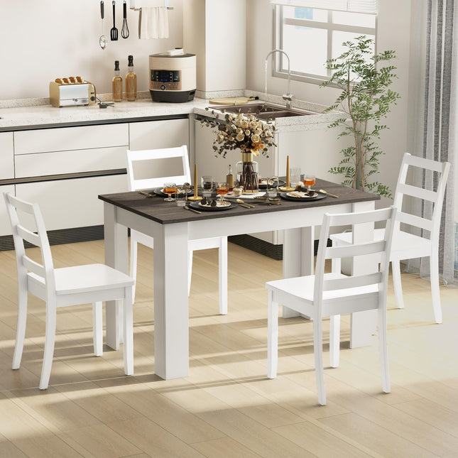 Dreamade 5-Piece Dining Table Set, Modern Rectangle Dining Table & High Back Chairs Set for 4