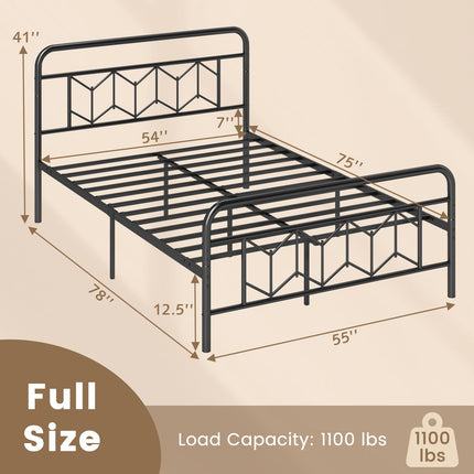 Dreamade Metal Twin Bed Frames with Victorian Style Headboard & Footboard, Heavy Duty Slats Support Mattress Foundation