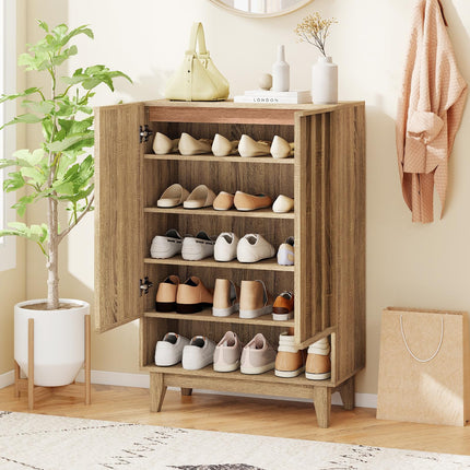 Dreamade Wooden Shoe Cabinet with 2 Fluted Doors