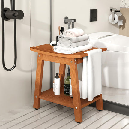 Dreamade Shower Bench HIPS Waterproof Bath Spa Seat with Storage Shelf