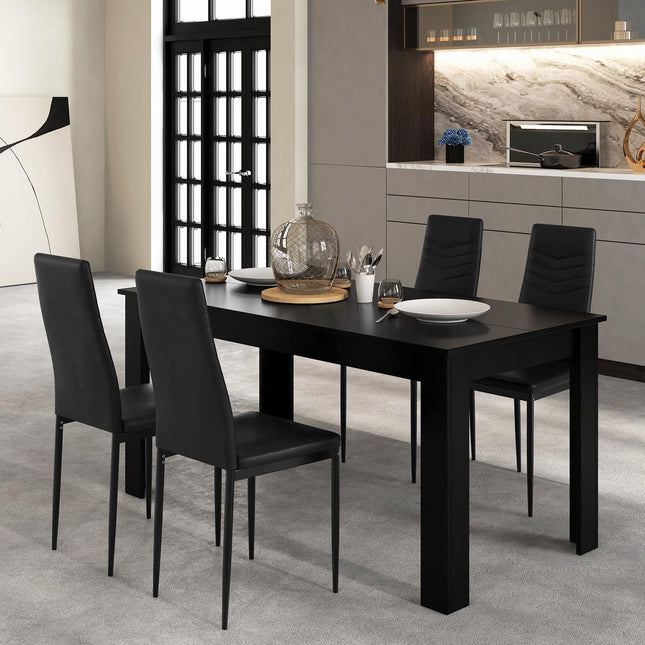 Dreamade Dining Table Set for 4 or 8, Modern Rectangular Kitchen Table Set w/ PVC Leather Dining Chairs