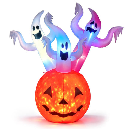 DREAMADE 6FT Halloween Inflatables Lighted Ghost Pumpkin Yard Decoration