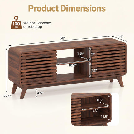 Dreamade 58" Mid Century Modern TV Stand for 65 inch TV with Grille Doors