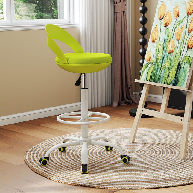 Dreamade Drafting Chair with Back Ergonomic Rolling Stool with Footrest