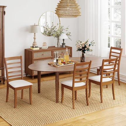 Dreamade Wooden Dining Chair Set of 2 or 4 w/Rubber Wood Legs High Slatted Backrest