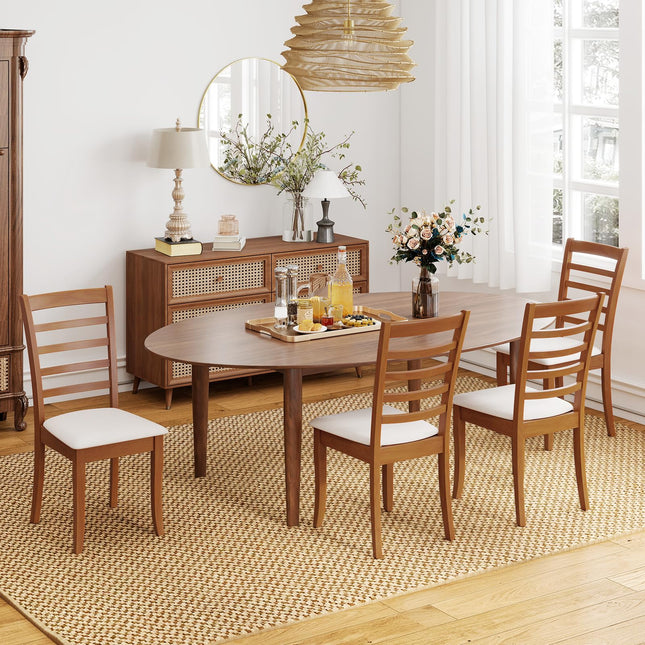 Dreamade Wooden Dining Chair Set of 2 or 4 w/Rubber Wood Legs High Slatted Backrest