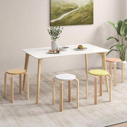 Dreamade Bentwood Stackable Stools Set of 4, 18" Round Stacking Backless Nesting Stools