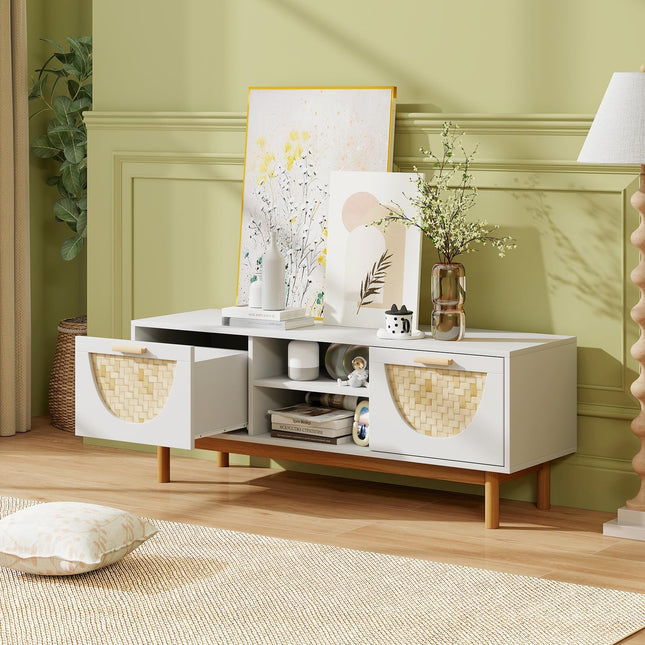 Dreamade TV Stand for TV up to 55”, Television Stand with Open Shelves