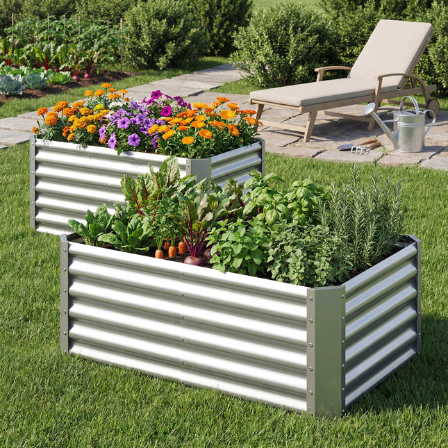 Dreamade 4 x 2 x 2 FT Galvanized Raised Garden Bed (1/2)
