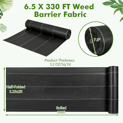Dreamade 6.5x330 FT Weed Barrier Landscape Fabric, 3.2OZ Heavy-Duty Permeable Woven PP Ground Cover