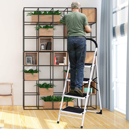 Dreamade4 Step Ladder Folding Step Stool with Anti-Slip Pedal Platform Metal Frame