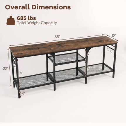 Dreamade 3-Tier TV Stand for TVs up to 65 Inch with Open Storage Shelves