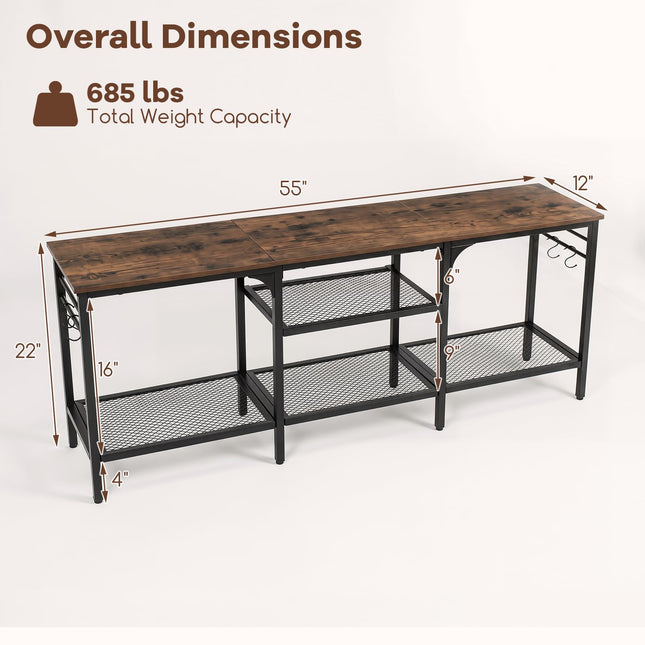 Dreamade 3-Tier TV Stand for TVs up to 65 Inch with Open Storage Shelves
