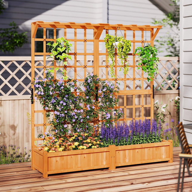 Dreamade Large Raised Garden Bed with Trellis and Roof