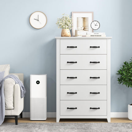 Dreamade 5 Drawer Dresser Chest of Drawers - Vertical Dresser with 5 Pull-Out Drawers for Bedroom, Living Room, Entryway