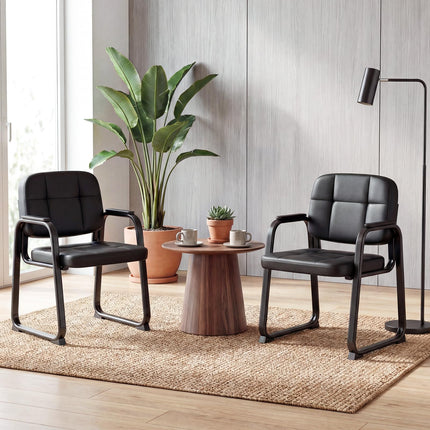 Dreamade Waiting Room Leather Office Reception Chairs with Padded Armrests