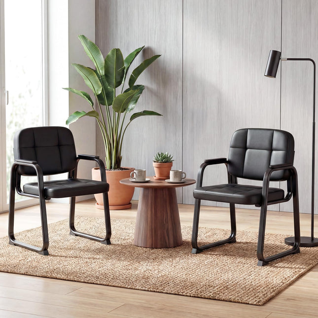 Dreamade Waiting Room Leather Office Reception Chairs with Padded Armrests