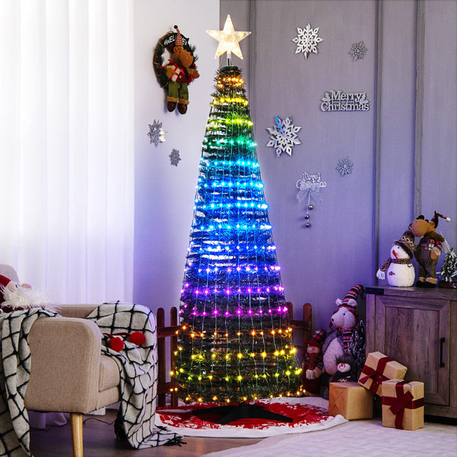 Dreamade 6 FT Pop Up Christmas Tree, Pre-Lit Collapsible Xmas Tree with 282 RGB LED Lights