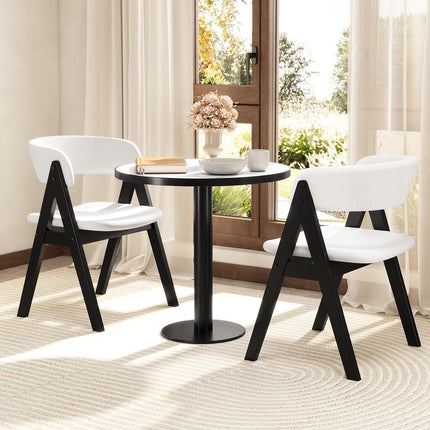 Dreamade Wooden Dining Chairs Set of 2/4 Modern Sherpa Upholstered Kitchen Chair